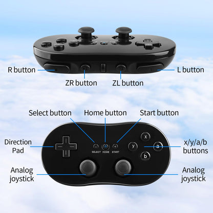 OSTENT Wired Classic Controller Gamepad for Nintendo Wii - Black Color