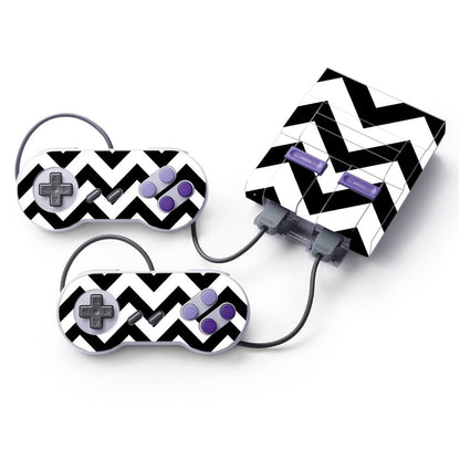 MIGHTY SKINS Nintendo Super NES Classic Skin - Black Chevron, Durable Vinyl Decal Wrap, Easy to Apply & Remove, Made in USA