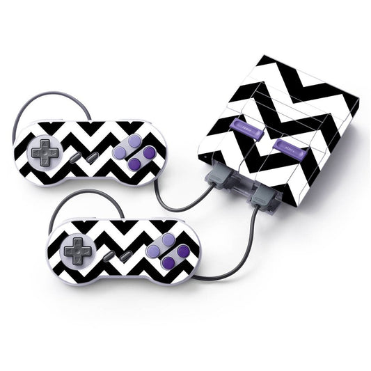 MIGHTY SKINS Nintendo Super NES Classic Skin - Black Chevron, Durable Vinyl Decal Wrap, Easy to Apply & Remove, Made in USA