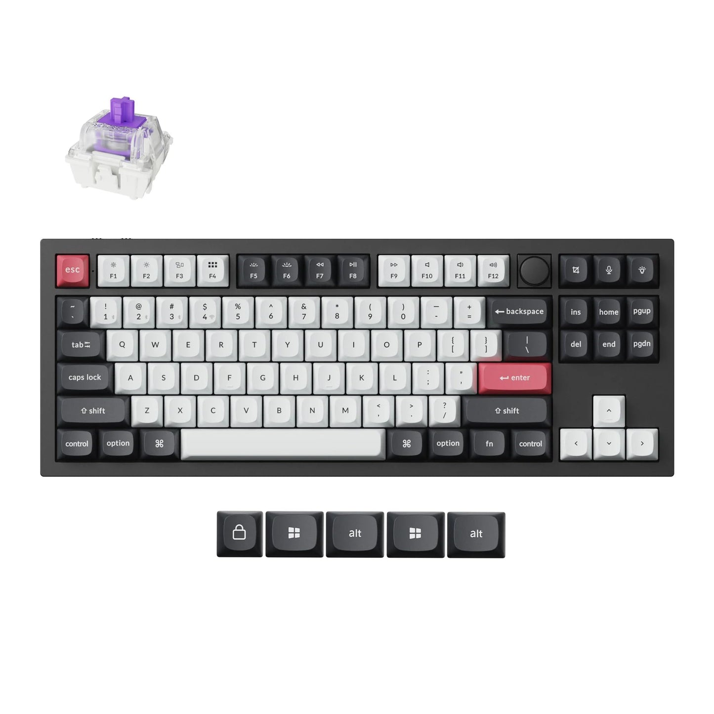 Keychron Q3 HE Wireless Custom Mechanical Keyboard  2.4 GHz/Bluetooth/Wired QMK Rapid Trigger 80% TKL Hot-Swappable Programmable RGB Gateron Double-Rail Magnetic Switches for Mac Windows  Carbon Black