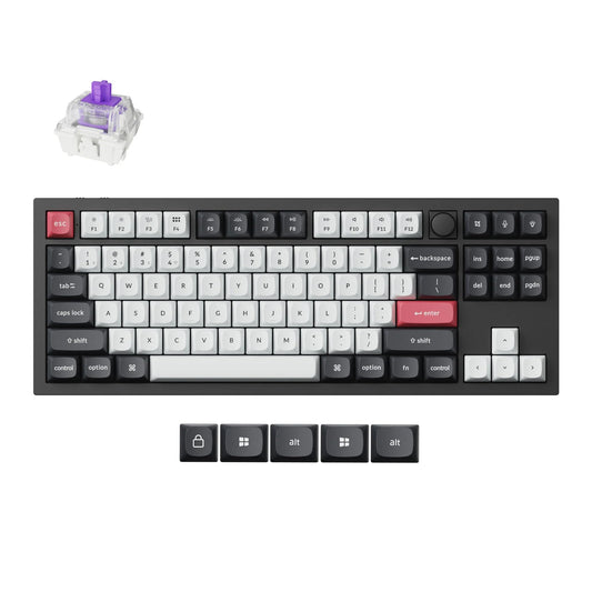 Keychron Q3 HE Wireless Custom Mechanical Keyboard  2.4 GHz/Bluetooth/Wired QMK Rapid Trigger 80% TKL Hot-Swappable Programmable RGB Gateron Double-Rail Magnetic Switches for Mac Windows  Carbon Black