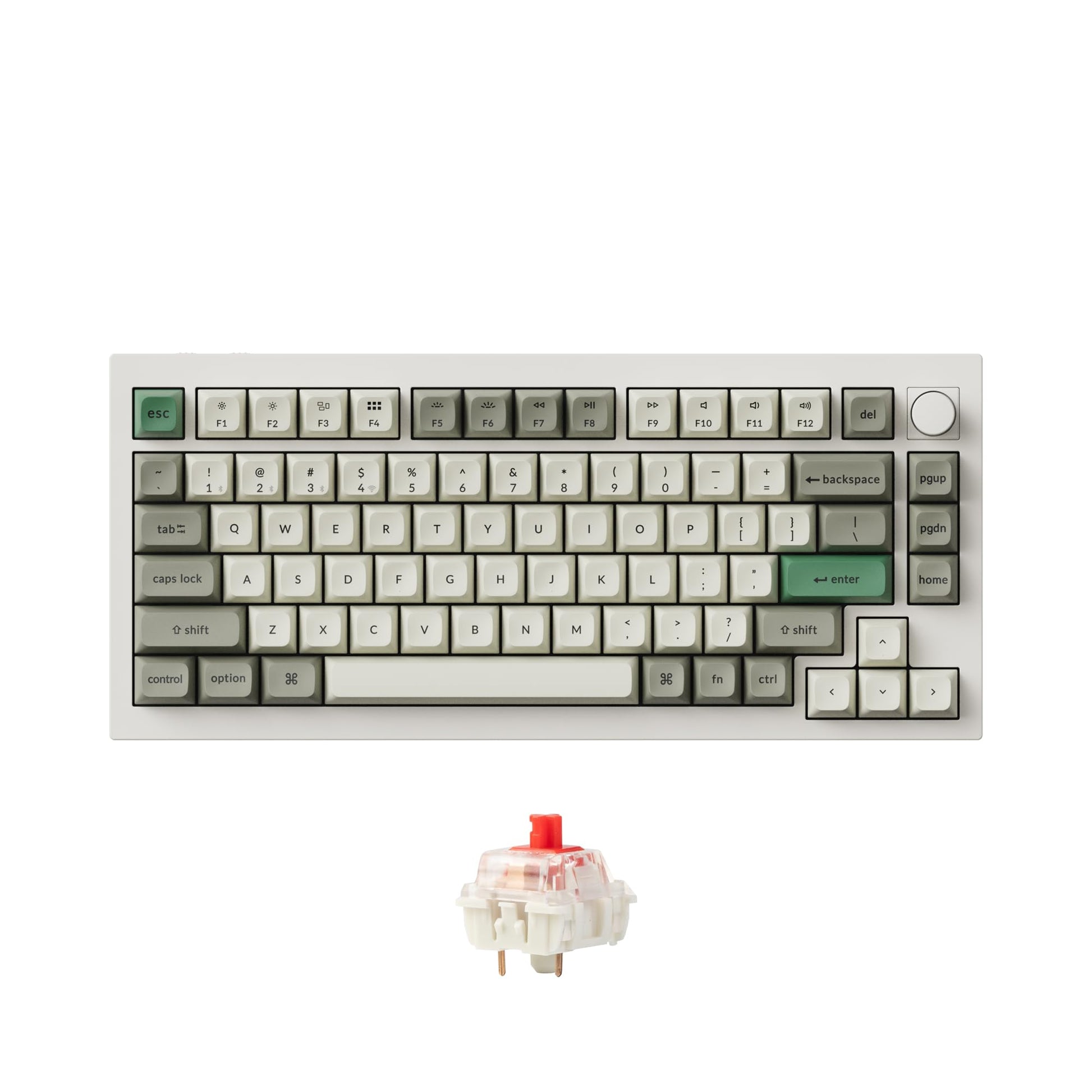Keychron Q1 Max RGB QMK/VIA Custom Mechanical Keyboard  Full Metal Programmable Knob 2.4 GHz/Bluetooth/Wired Keyboard with Hot-Swappable Gateron Jupiter Red Switch for Mac Windows Linux - White