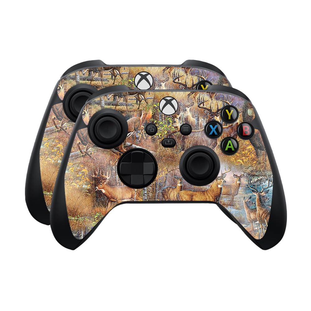 Glossy Glitter Skin Compatible with Microsoft Xbox Series X|S Controller (2 Pack) - Deer Pattern - Premium 3M Vinyl Protective Wrap Decal Cover - Easy to Apply | Crafted in The USA by MightySkins