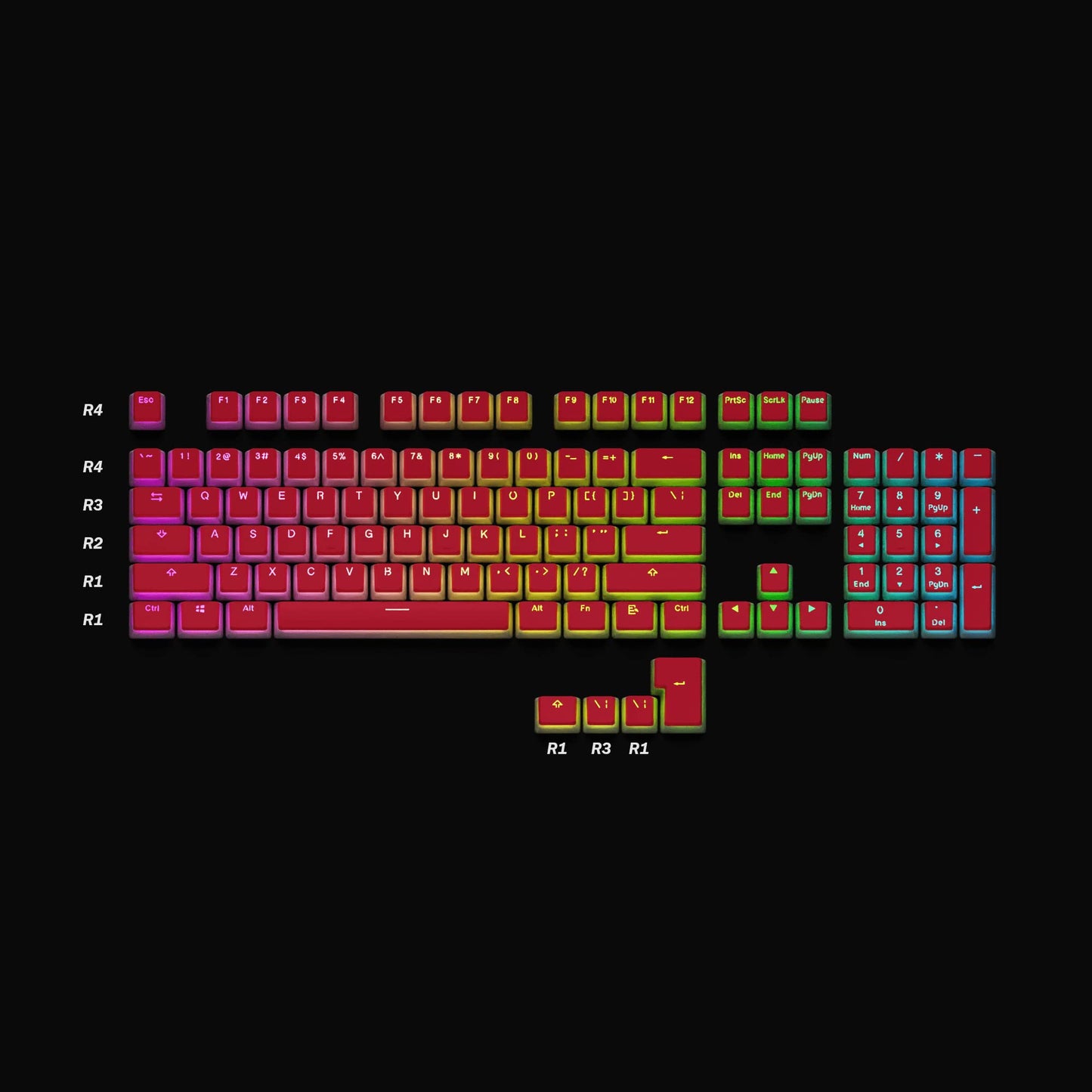 HK Gaming Pudding Keycaps Set | 112 Doubleshot PBT Keycap Set | ANSI US Layout | Red | Compatible with Cherry MX, Gateron, Kailh, Outemu