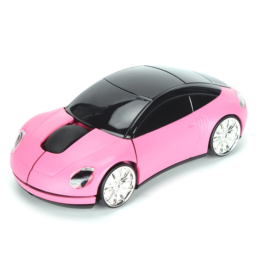 ASHATA Wireless Mouse  2.4GHz Cool 3D Sport Car Shape Wireless Gaming Mice with USB Receiver  Wireless Car Mouse for PC/Computer/Laptop (Pink)