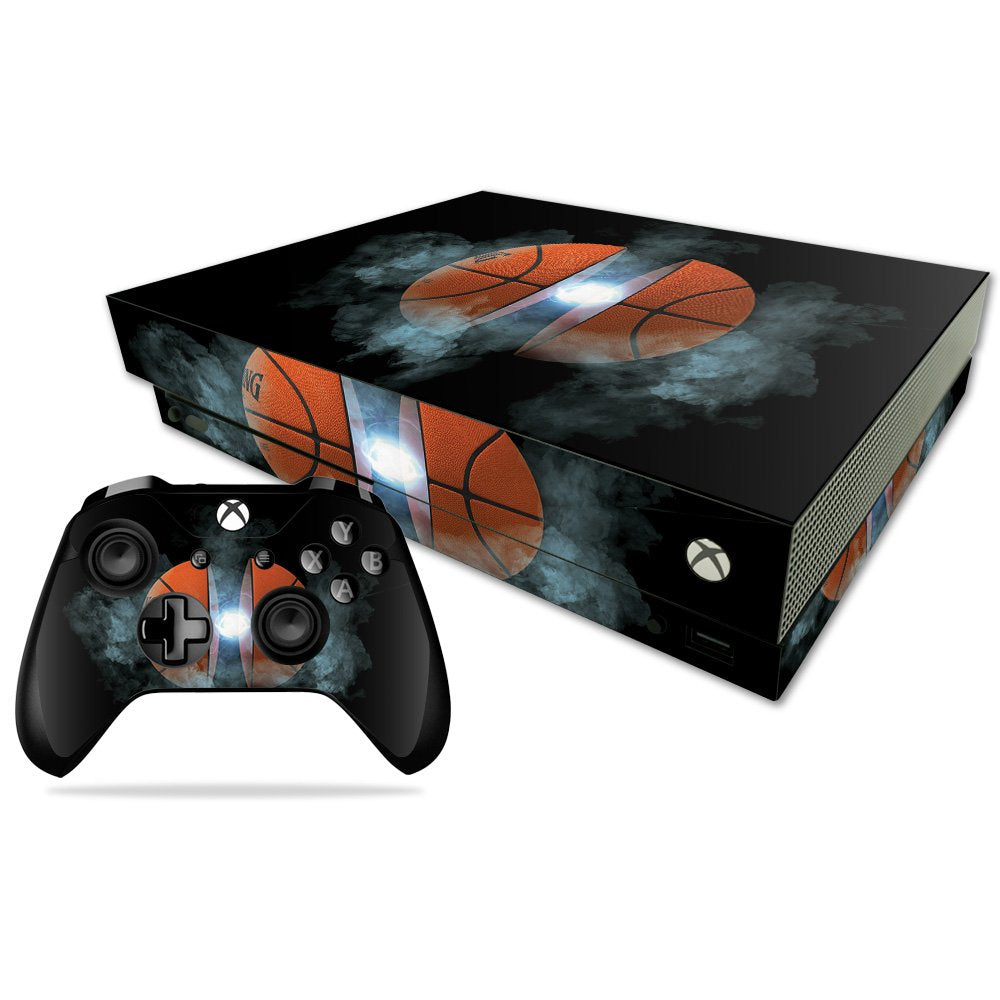 MightySkins Skin Compatible with Microsoft Xbox One X - Basketball Orb | Protective, Durable, and Unique Vinyl Decal wrap Cover 