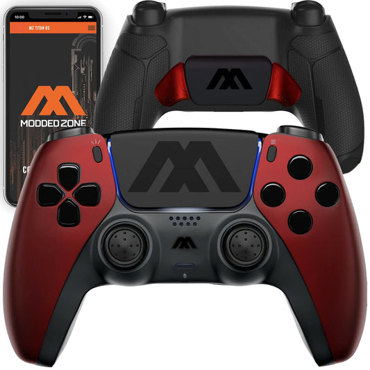 MODDEDZONE Smart Extreme Modded Controller + Anti Recoil 2 Remap Buttons & Interchangeable Thumbsticks & Hair Triggers  Tactical Buttons Compatible with PS5 Custom Controller PC (Red Extreme)
