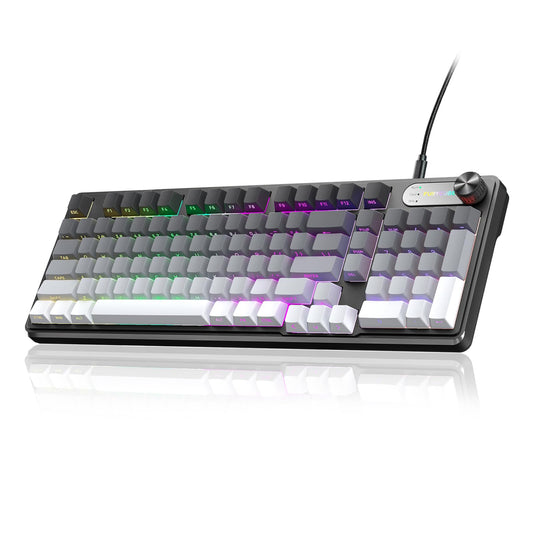 FURYCUBE IP98 Gaming Keyboard - Wired Keyboard with RGB Backlighting  IPX8 Water Resistance  and Side Printed PBT Translucent Keycaps  Suitable for Gaming or Work (Gray-White)