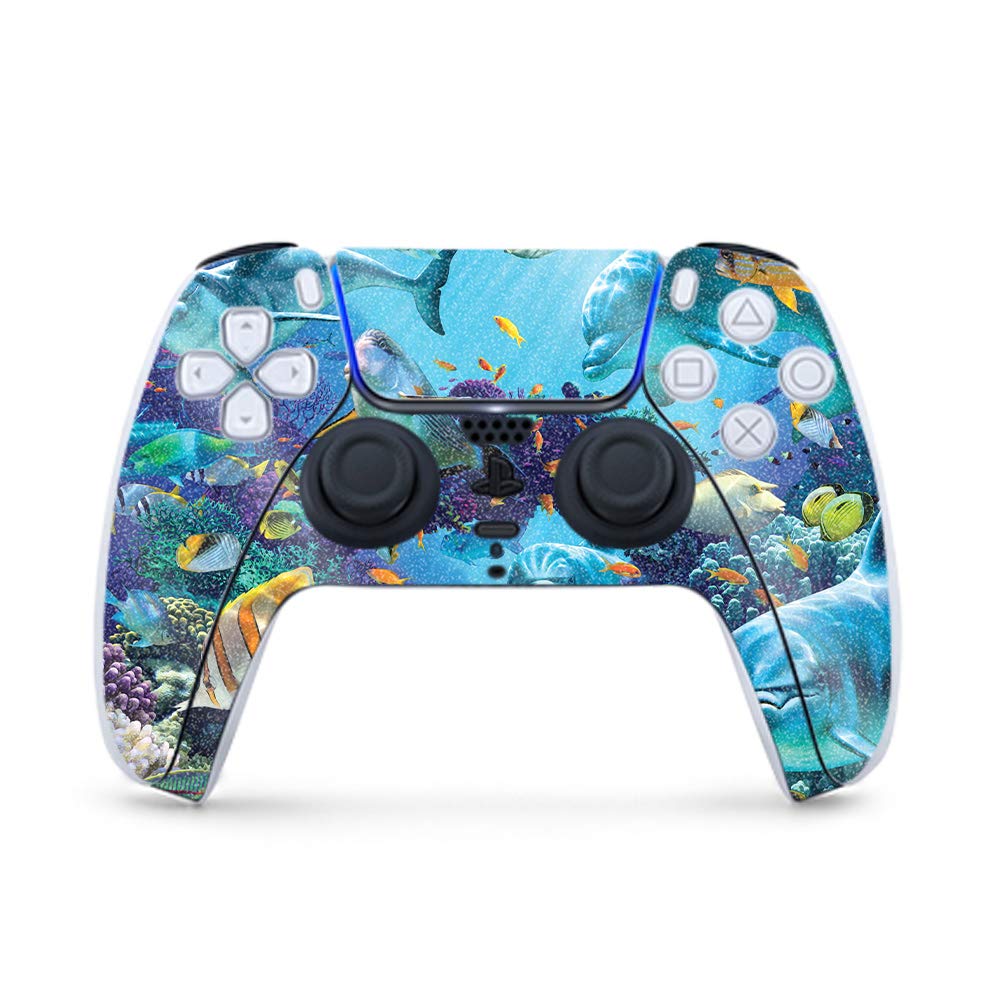 MightySkins Glossy Glitter Gaming Skin for PS5 / PlayStation 5 Controller - Ocean Friends | Durable High-Gloss Glitter Finish | Easy to Apply and Change Style | Made in The USA