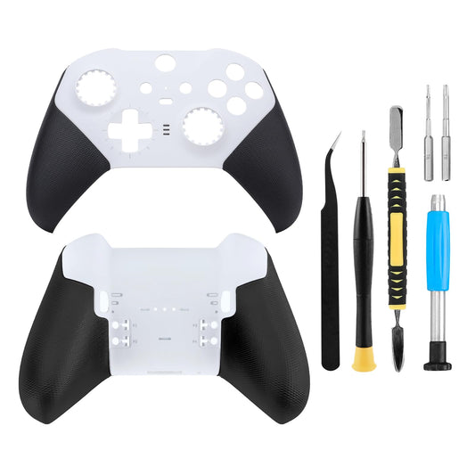 OEM Front and Back Housing Shell Replacement Kit for Xbox Elite Series 2 Controller - Includes Faceplate  Grip Cover  and Repair Tools (White)