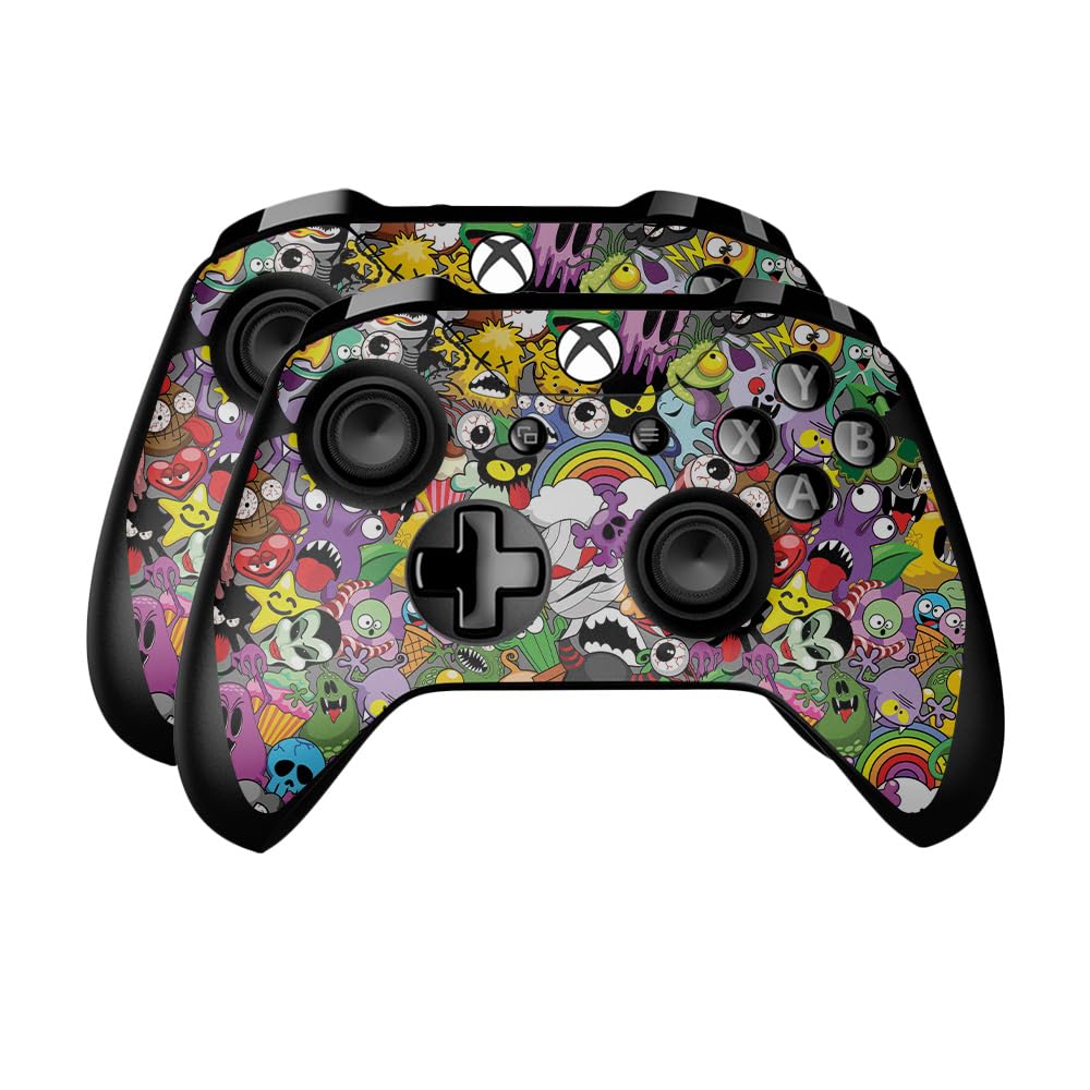 Skin Compatible with Microsoft Xbox One Controller (2 Pack) - Monster Mash - Premium 3M Vinyl Protective Wrap Decal Cover - Easy to Apply | Crafted in The USA by MightySkins