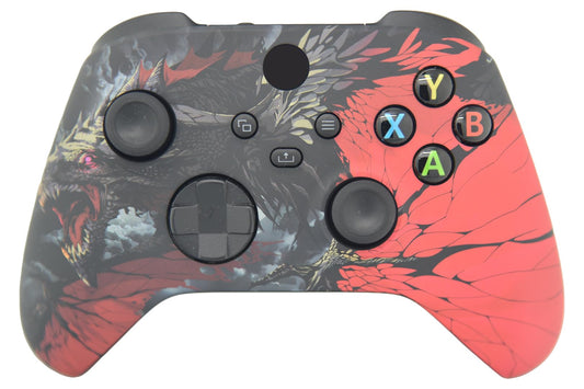 Hand Airbrushed Fade Custom Controller Compatible with Xbox Series X/S & Xbox One (Series X/S Black Dragon)