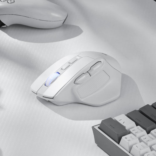 Redragon M806 Wireless Gaming Mouse - RGB, 7 Programmable Buttons, Ergonomic Design, 3-Mode Connection, White