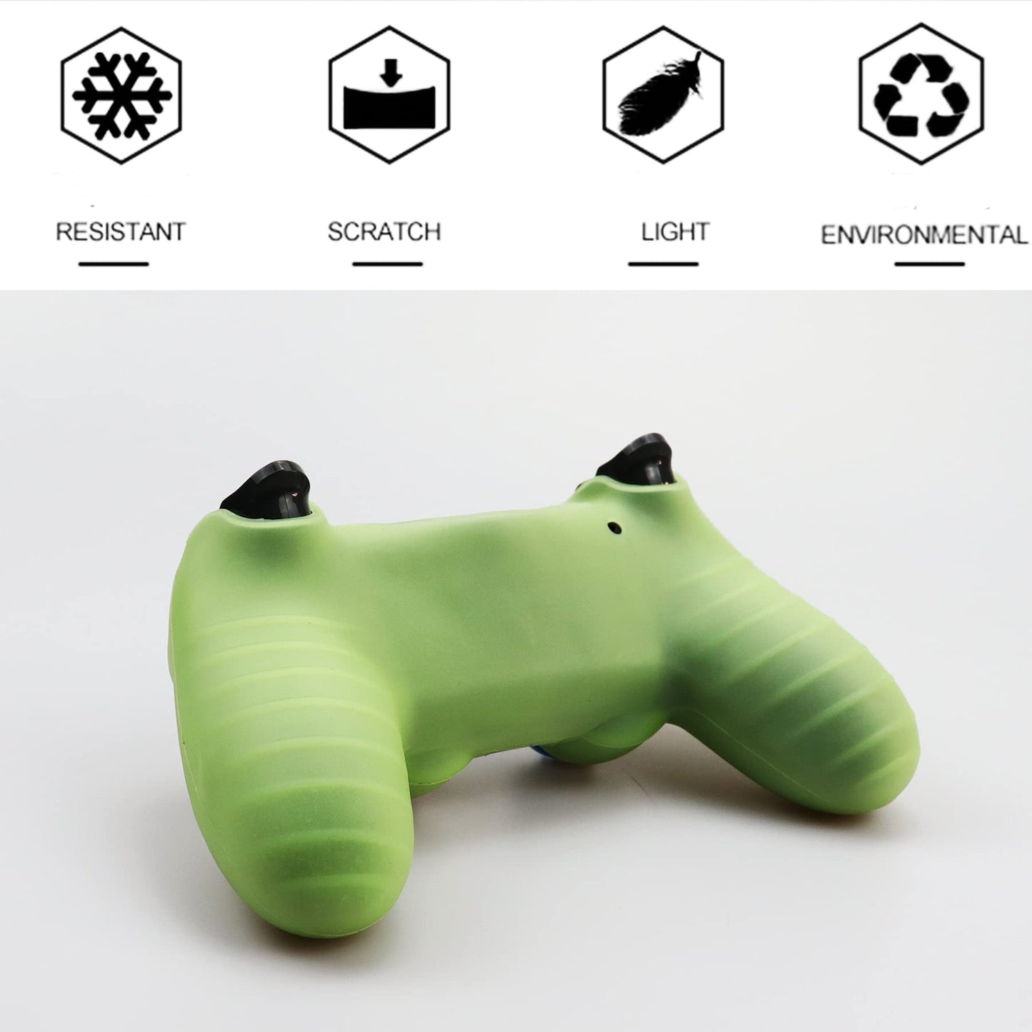 Oiokew Silicone Skin for PS4 Controller - Anti-Slip Shell Cover Case with 10 Joystick Grips - Dark Glow, Compatible with DualShock 4