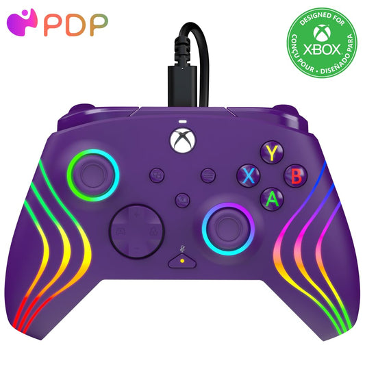 PDP Gaming Afterglow Wave Enhanced Wired Controller for Xbox Series X|S  Xbox One and Windows 10/11 PC  advanced gamepad video game controller  Officially Licensed by Microsoft Xbox  Purple