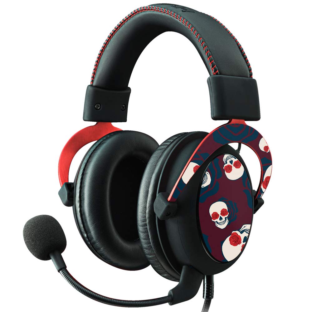 MIGHTY SKINS Kingston HyperX Cloud II Headset Skin - Skulls N Roses, Durable Vinyl Decal Wrap, Easy Apply/Remove, Made in USA