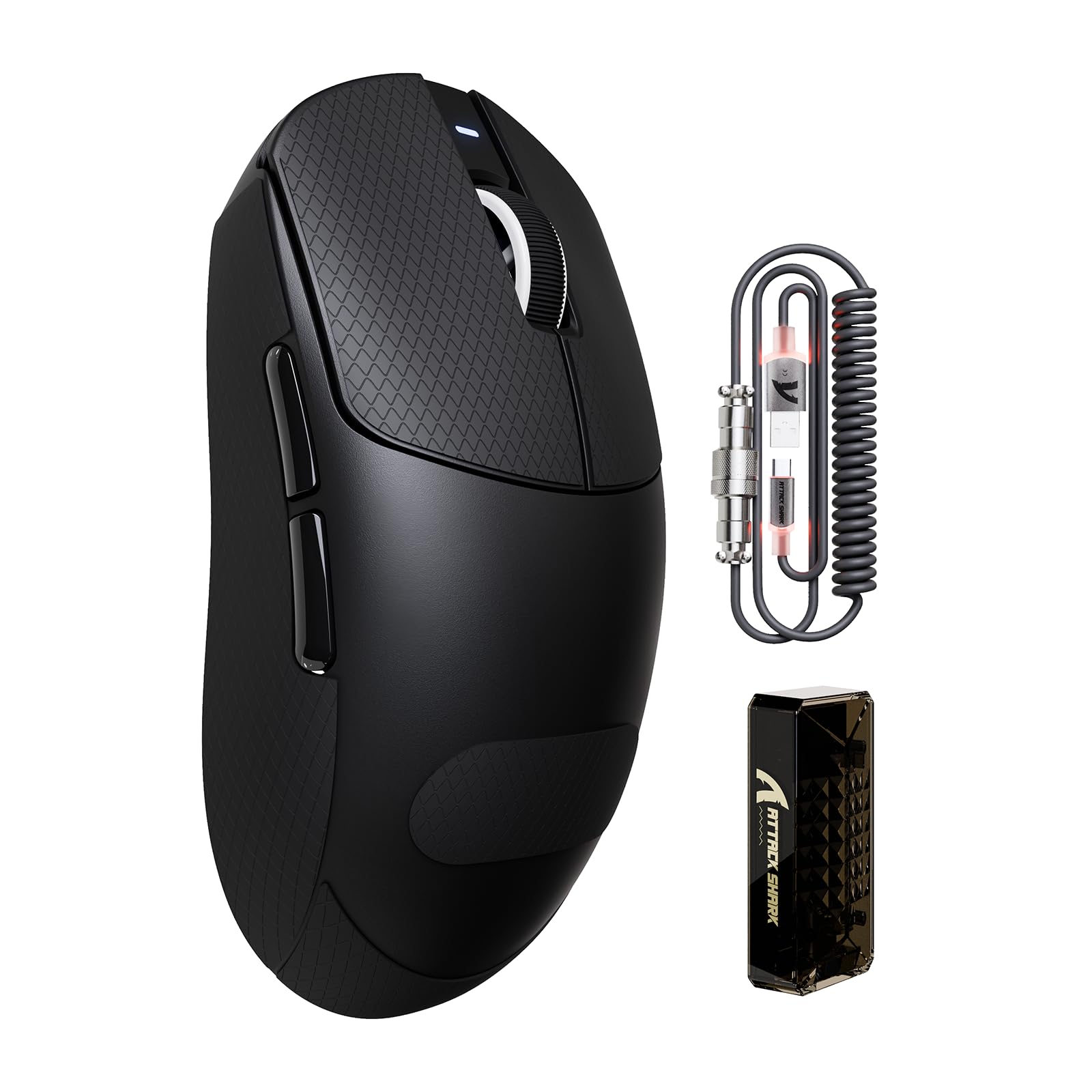 ATTACK SHARK X8 PRO 8K Wireless Gaming Mouse PAW 3395PRO Sensor 40K DPI Tri-Mode 55g Ultra-Light Broadcom 52840 MCU Chip Programmable Mice with Coiled Cable for PC/MAC/Win-Black&Tape