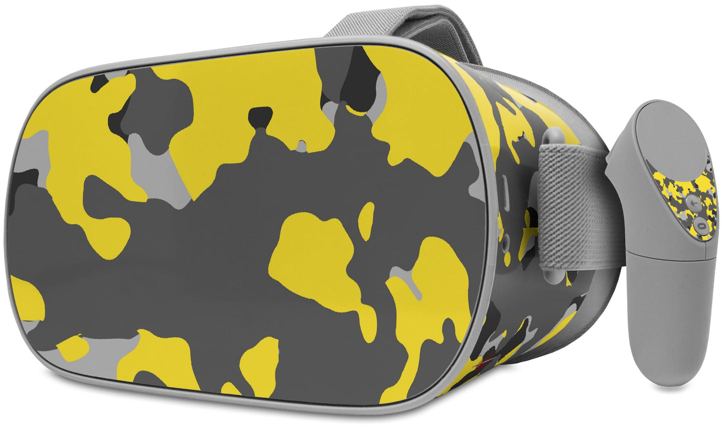 Decal Style Skin Wrap Compatible With Oculus Go Headset - Wraptorcamo Old School Camouflage Camo Yellow (Oculus Not Included)