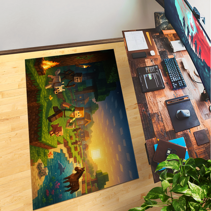 Minecraft Inspired Decor Rug- 62x40 inches