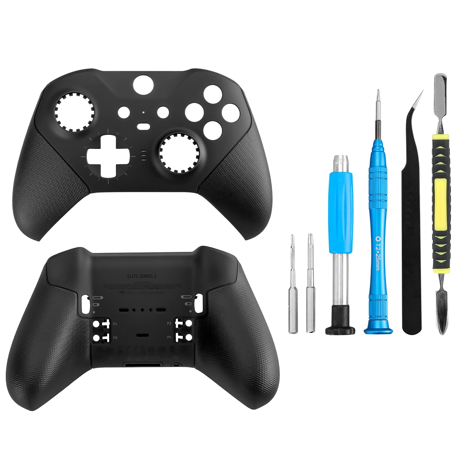 OEM Front and Back Housing Shell Replacement Kit for Xbox fine design Series 2 Controller - Includes Faceplate  Grip Cover  and Repair Tools (Black)