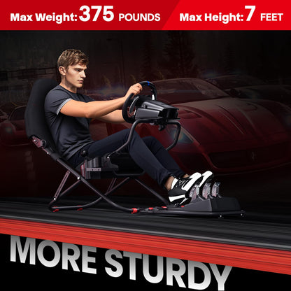 RACGTING Racing Simulator Cockpit - Foldable & Adjustable for G29/G920/G923, Thrustmaster, Fanatec, Black