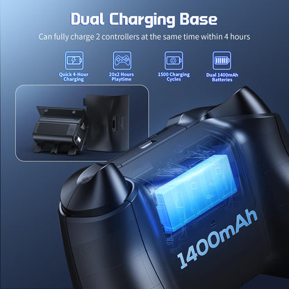 YUANHOT Vertical Cooling Stand for Xbox Series X, Charging Dock with 1400mAh Battery Pack, Dual Controller Ports, Black