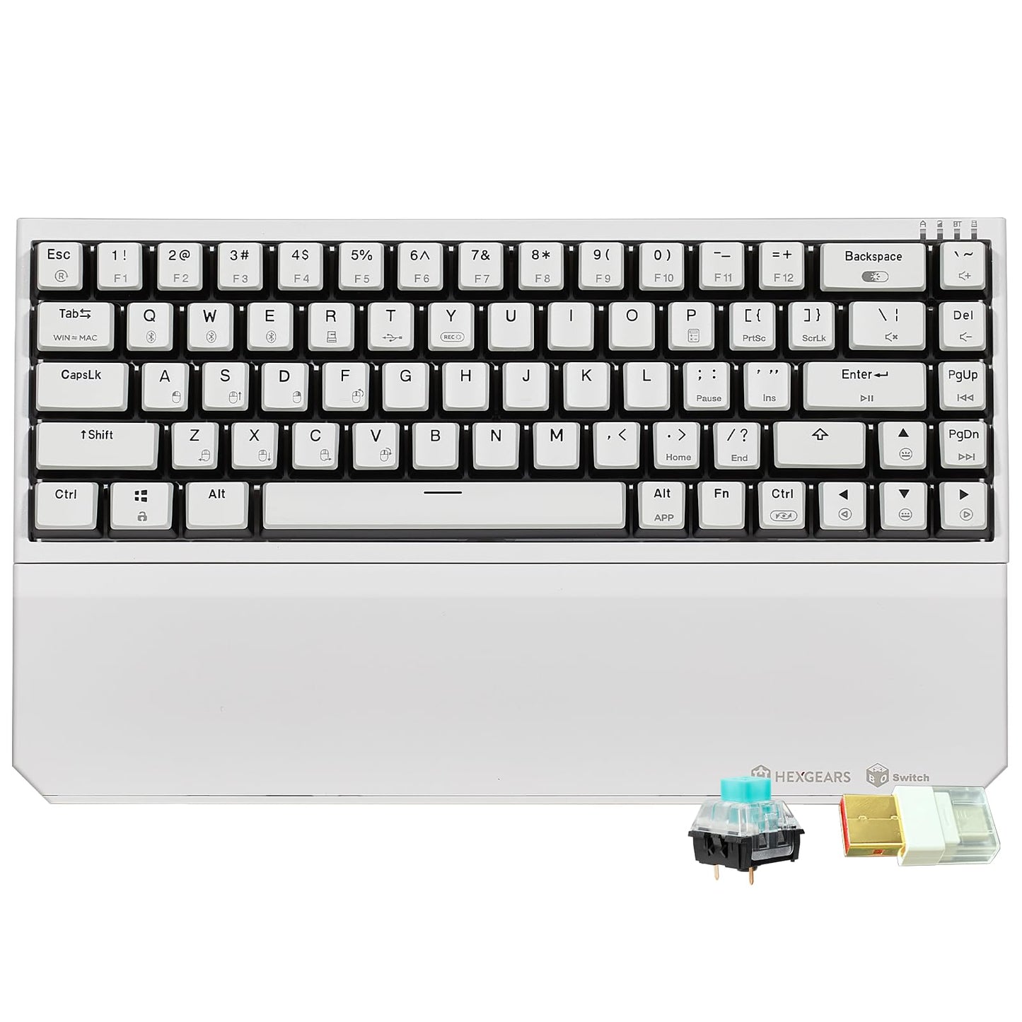 Hexgears X1 Pro Wireless Mechanica Keyboard  Hot-swappable Clicky Switch Gaming Keyboard Bluetooth/2.4G/USB-C 65% Mini Compact with Wrist Rest - White
