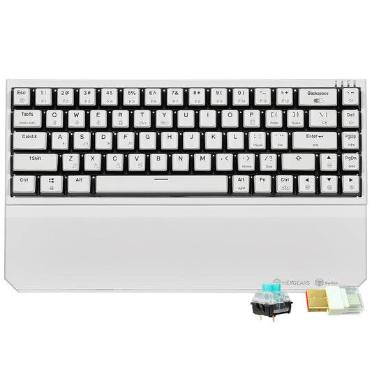 Hexgears X1 Pro Wireless Mechanica Keyboard  Hot-swappable Clicky Switch Gaming Keyboard Bluetooth/2.4G/USB-C 65% Mini Compact with Wrist Rest - White