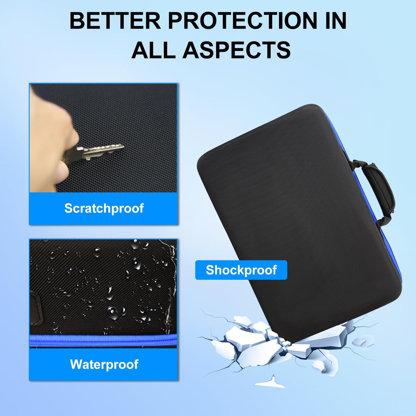 ZORETCO PS5 Carrying Case - Hard-Shell Travel Bag for Console, Controllers & Accessories - Black Grey