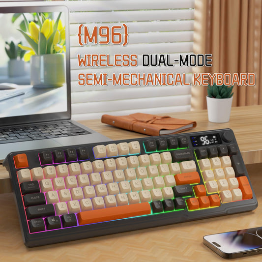 LexonElec M96 Wireless Gaming Keyboard, Bluetooth/2.4G, RGB Backlit, 94-Key Layout, PBT Keycap, Shimmer Finish