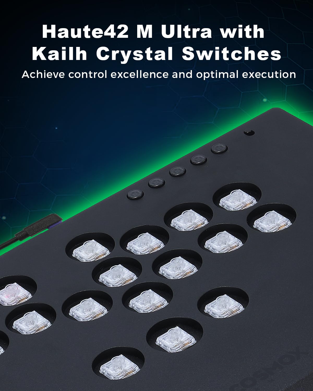 ONEED Haute42 Leverless Arcade Stick - M Ultra2 Black, RGB Lighting, Lock Button, Hot Swap for PC/PS3/PS4/Switch