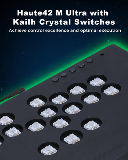 ONEED Haute42 Leverless Arcade Stick - M Ultra2 Black, RGB Lighting, Lock Button, Hot Swap for PC/PS3/PS4/Switch