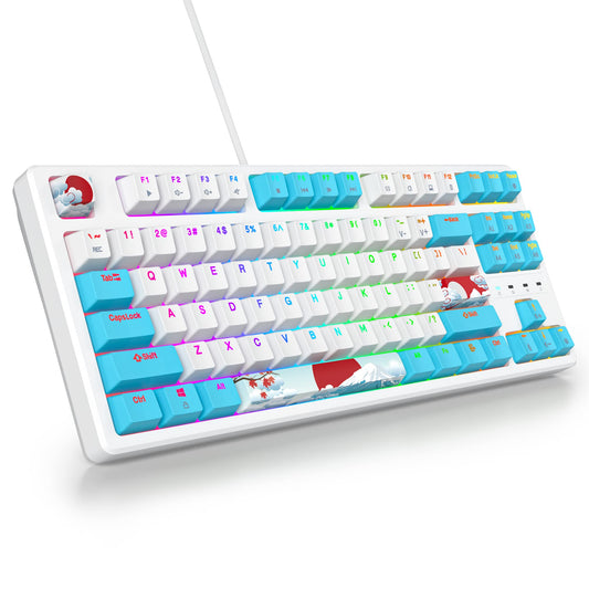 iTastatur 75 Percent Mechanical Gaming Keyboard  87 Keys RGB Backlit Wired Keyboard TKL Compact Keyboard with Linear Red Switches for Laptop PC PS4 PS5 Xbox Gamer(87 Sea)
