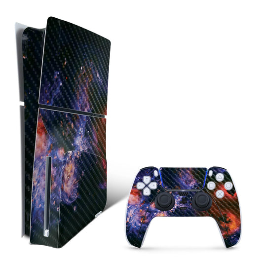 MightySkins Carbon Fiber Skin for PS5 PlayStation 5 Slim Disc Edition Bundle - Andromeda Protective  Durable Textured Carbon Fiber Finish Easy to Apply Made in The USA