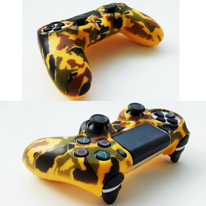 Hikfly Silicone Gel Controller Cover for PS4/PS4 Slim/Pro - Yellow, Includes 2 Covers & 8 FPS Pro Thumb Grip Caps