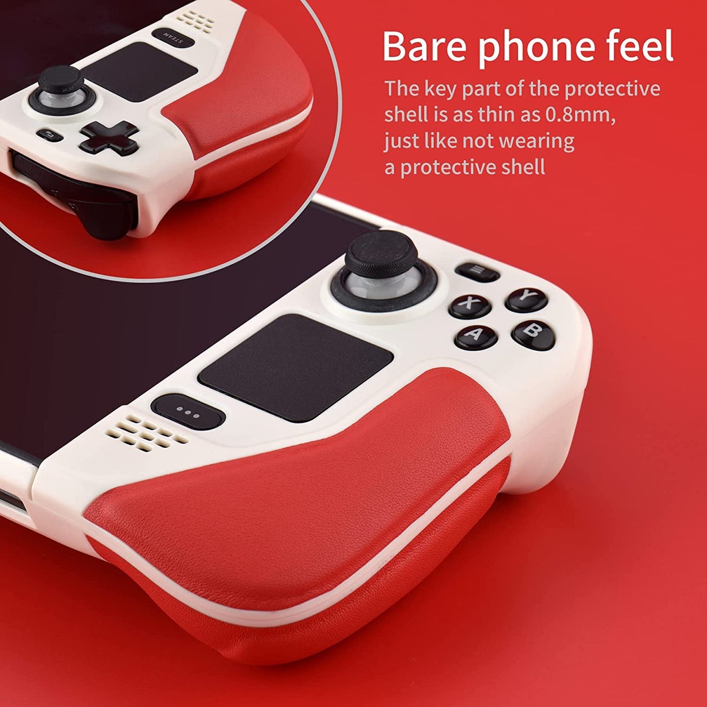 UYIYE Kickstand Case for Steam Deck - Protective, Reliable Accessory, White/Red, Model CASE-STEAM-FT02