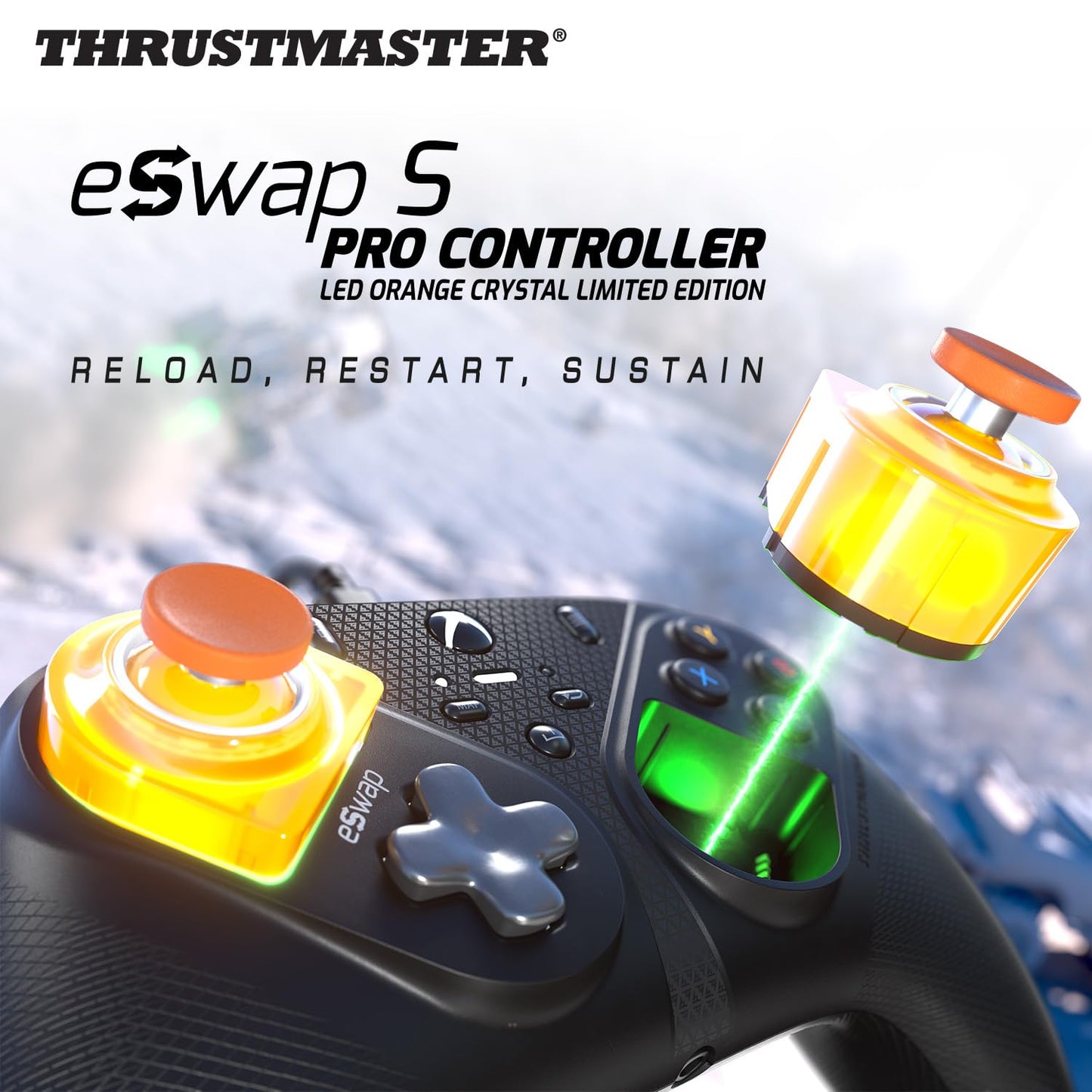 Thrustmaster eSwap S Crystal Orange Pro Wired Controller for XBOX Series X/S & PC - Black and Orange Crystal, Model 4460258