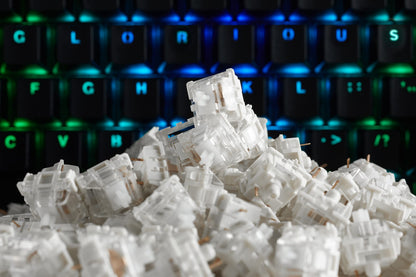 Glorious Gateron Clear Mechanical Keyboard Switches - 120 Pack, Ultra-Light Linear, 35g Actuation Force, Clear Color