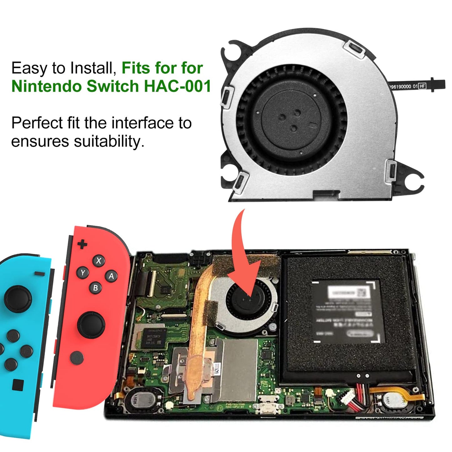 S-Union Internal Cooling Fan Replacement for Nintendo Switch NS HAC-001 2017 with Thermal Paste, Screwdriver & Spatula