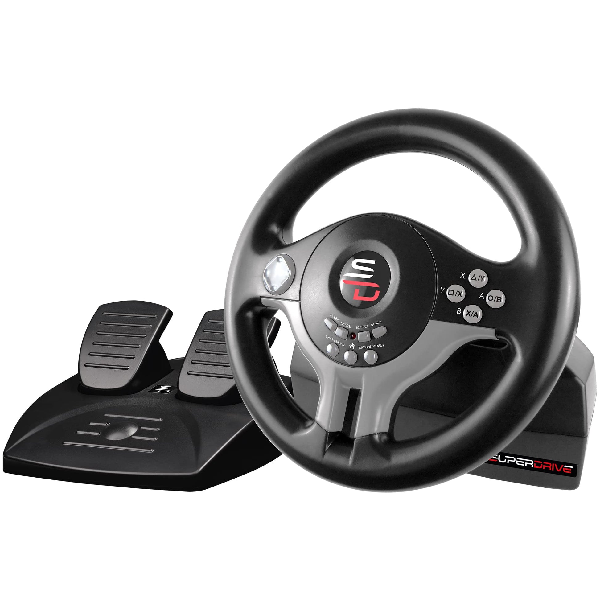 SUBSONIC SV250 Racing Steering Wheel with Pedals & Paddles for Nintendo Switch, PS4, Xbox Series X/S, Xbox One, PC - Black