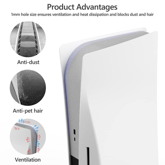 AJKTHGE Dust Cover Net for PS5 Console - Anti-Dust, Heatsink Barrier, White, Compatible with Optical and Digital Versions