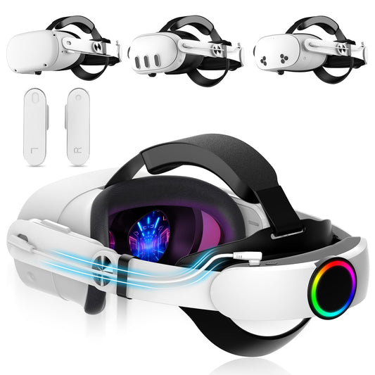 Hurra 10000mAh Head Strap with Battery Compatible with Meta/Oculus Quest 2/3/3S  20W Fast Rechargeable Elite Strap Extend 6-8H Playtime  RGB Battery Pack VR Head Strap Accessories