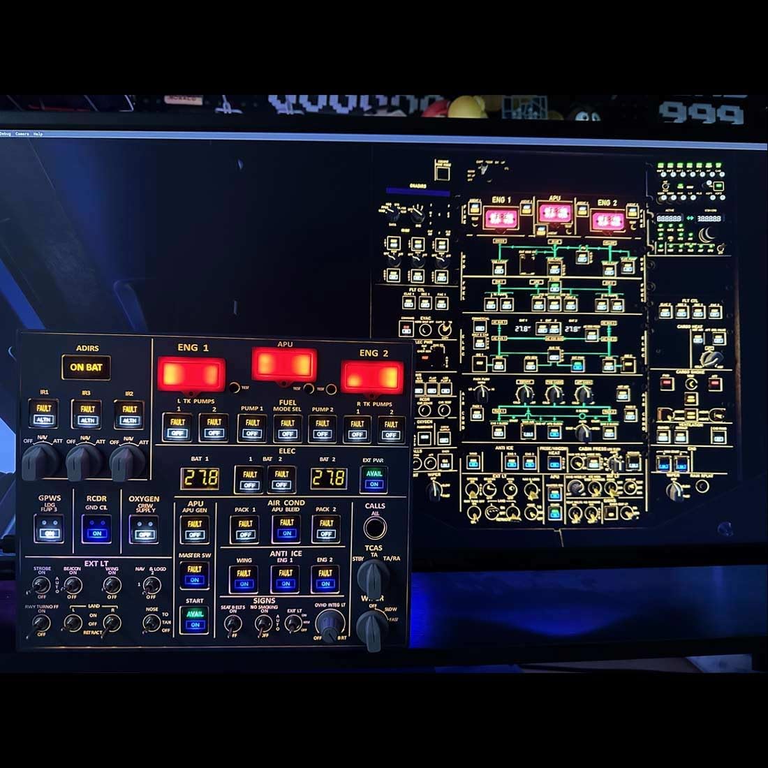 EnuoChbuild Flight Simulator 4-in-1 OVH Overhead Panel for MSFS 2020/2024 - Backlit Edition, Compatible with FENIX, FBW & ini