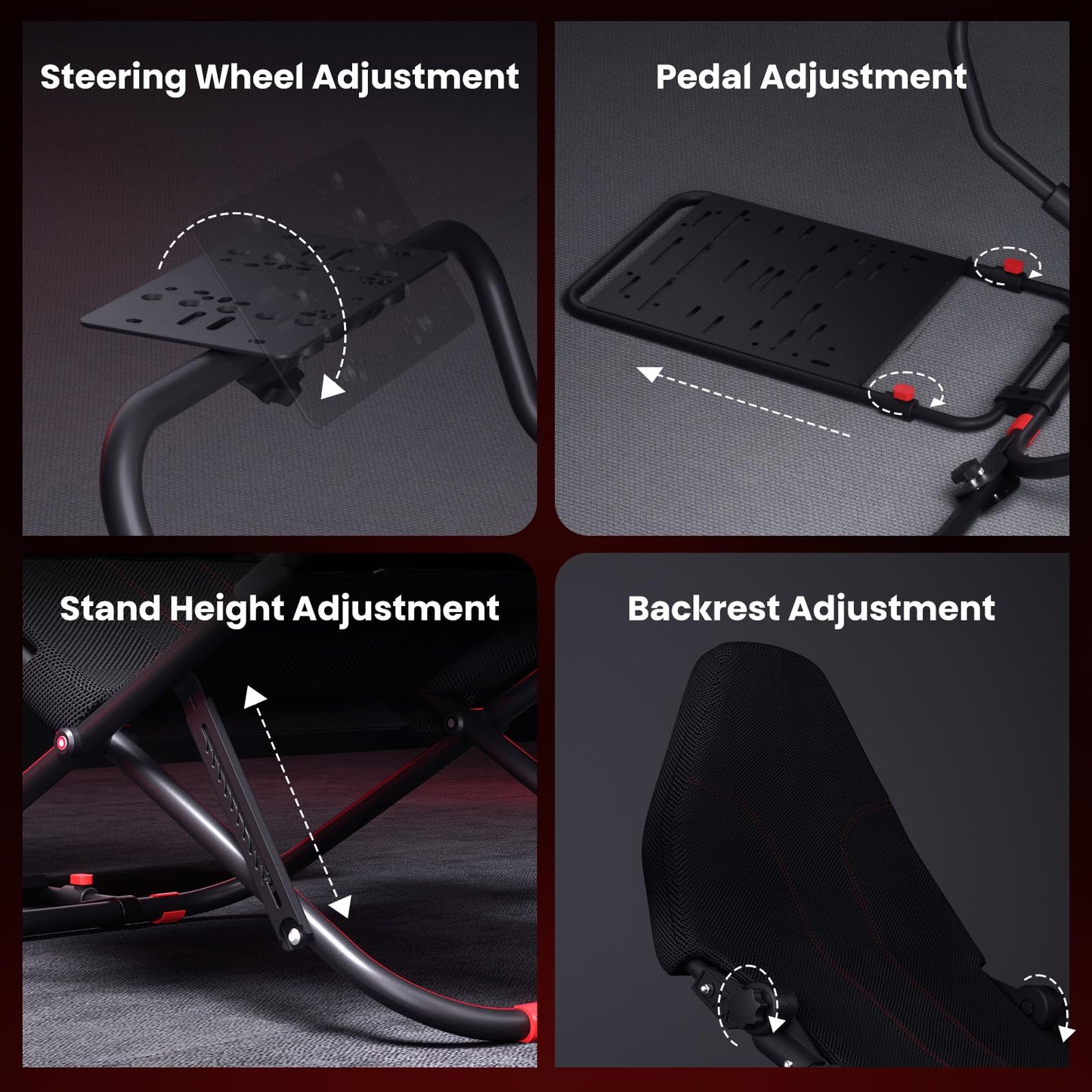 RACGTING Racing Simulator Cockpit - Foldable & Adjustable for G29/G920/G923, Thrustmaster, Fanatec, Black