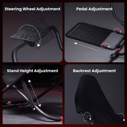 RACGTING Racing Simulator Cockpit - Foldable & Adjustable for G29/G920/G923, Thrustmaster, Fanatec, Black