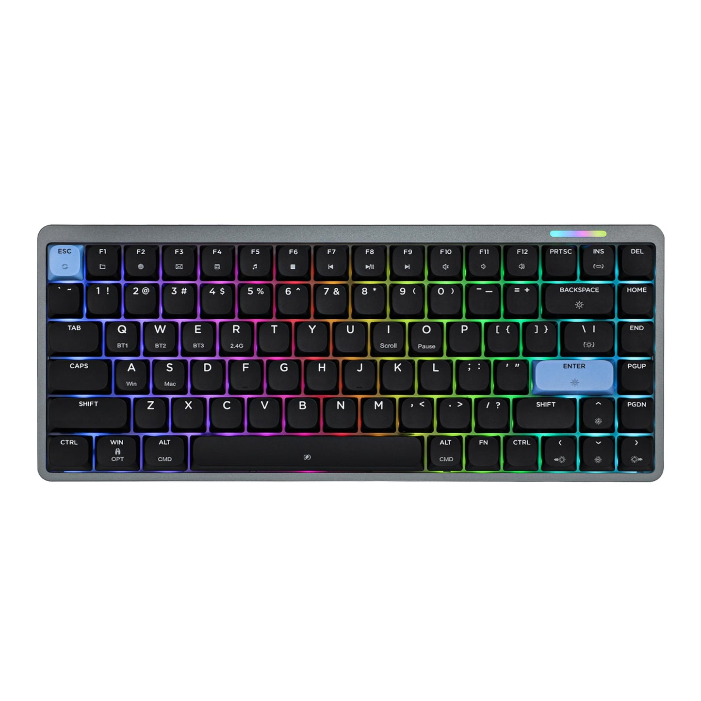 EPOMAKER Luma84 Low Profile Aluminum Mechanical Keyboard  QMK/VIA Programmable  Tri-Mode Wireless  Win/MAC/Linux Compatible  RGB Backlight (Black&Blue  Gateron Low-Profile Red Switch)
