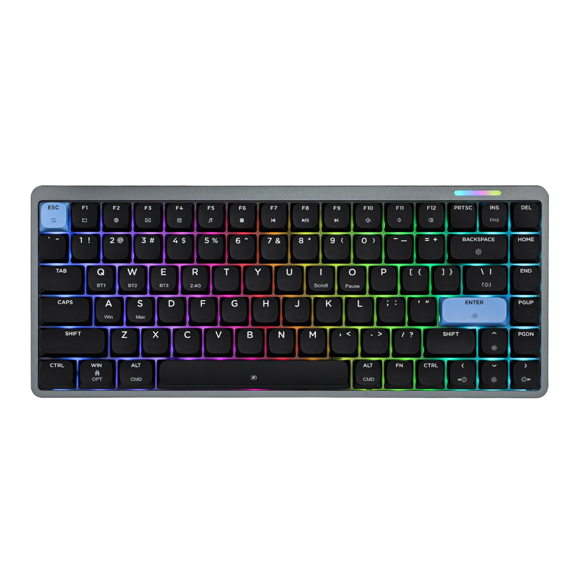 EPOMAKER Luma84 Low Profile Aluminum Mechanical Keyboard  QMK/VIA Programmable  Tri-Mode Wireless  Win/MAC/Linux Compatible  RGB Backlight (Black&Blue  Gateron Low-Profile Red Switch)