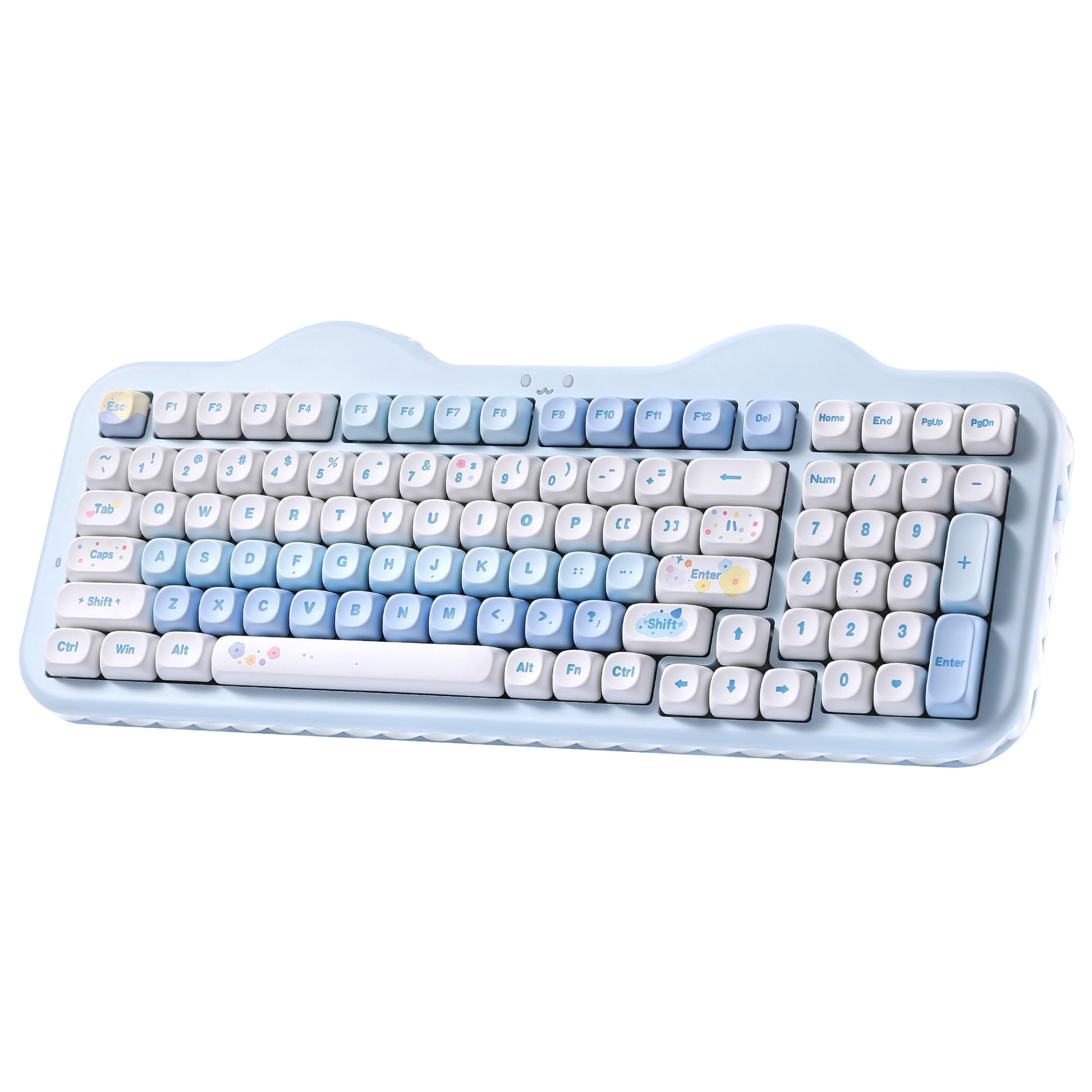 YUNZII C98 Wireless Mechanical Keyboard with Number Pad 98 Key BT5.0/2.4G/USB-C Hot Swap Gasket Mount with PBT MOA Keycaps Custom RGB Cute Cake Keyboard for Win/Mac (Blue  Milk V2 Linear Switch)