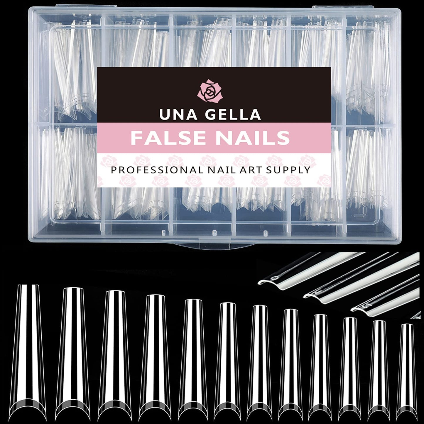 UNA gELLA coffin Nails Tips No c curve 216PcS Extra Long Nail Tips clear coffin Acrylic Nail Tips for coffin Nails clear coffin Nail Tips XXL Nail Tips coffin generic False Nails For Nail Extension Nail Art  Home DIY Salon 12 Sizes gelly Tips