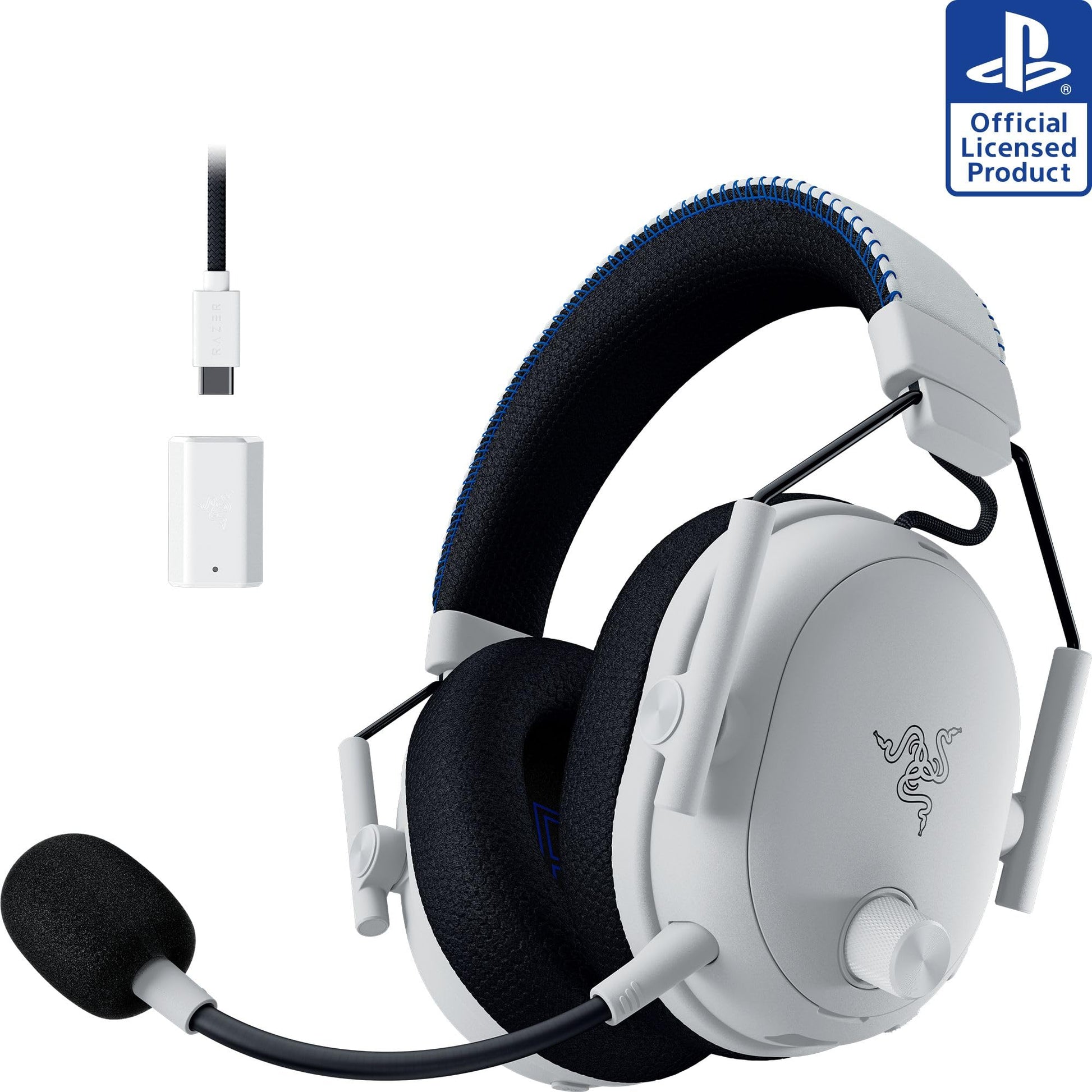 Razer BlackShark V3 Pro Wireless ANC Gaming Headset for PS5: Full Band Mic - 50mm Drivers - 2.4 GHz  Bluetooth  3.5mm - Works with PC  Mac  Nintendo Switch  Smartphone - Long Battery Life - White